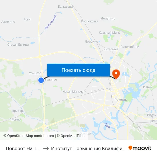 Поворот На Тэц-2 to Институт Повышения Квалификации map