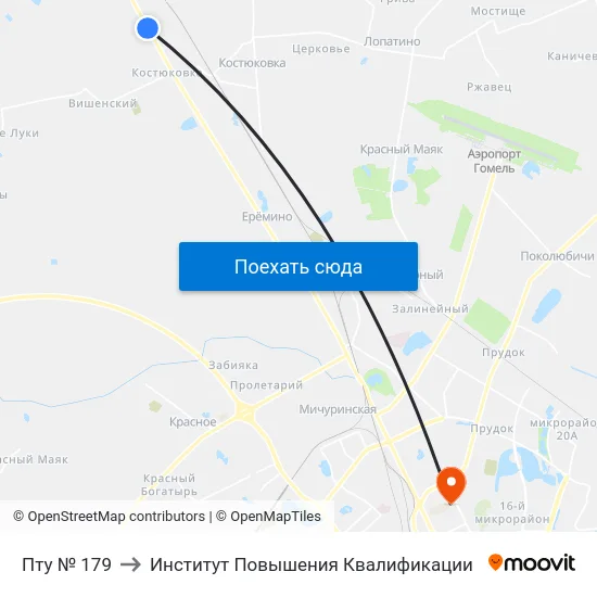 Пту № 179 to Институт Повышения Квалификации map
