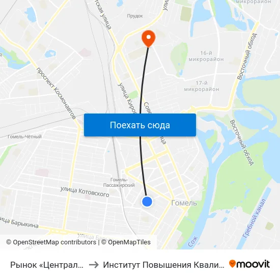 Рынок «Центральный» to Институт Повышения Квалификации map
