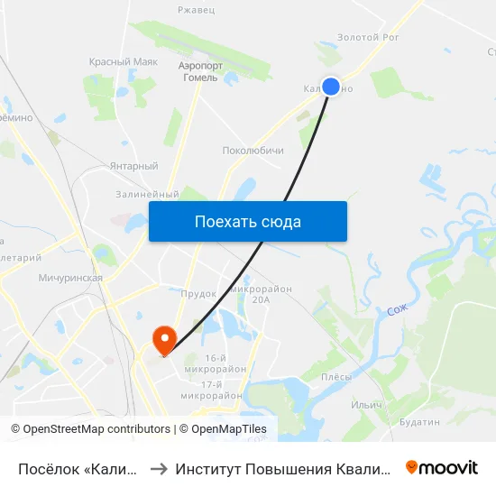 Посёлок «Калинино» to Институт Повышения Квалификации map