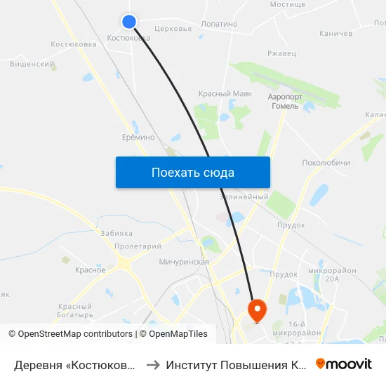 Деревня «Костюковка» (Кольцо) to Институт Повышения Квалификации map