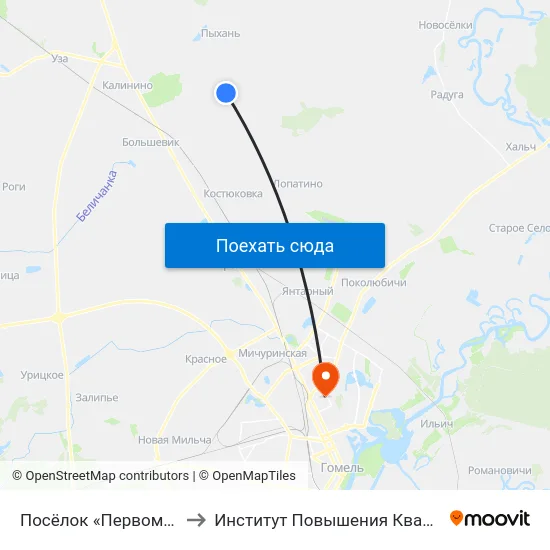 Посёлок «Первомайский» to Институт Повышения Квалификации map