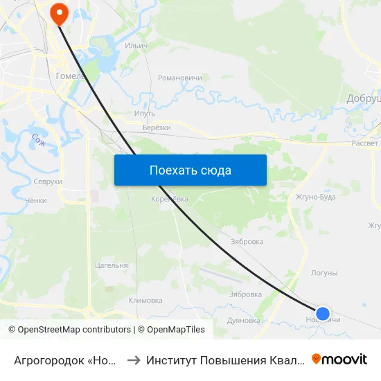 Агрогородок «Носовичи» to Институт Повышения Квалификации map