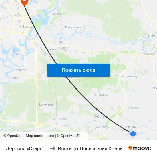Деревня «Староселье» to Институт Повышения Квалификации map