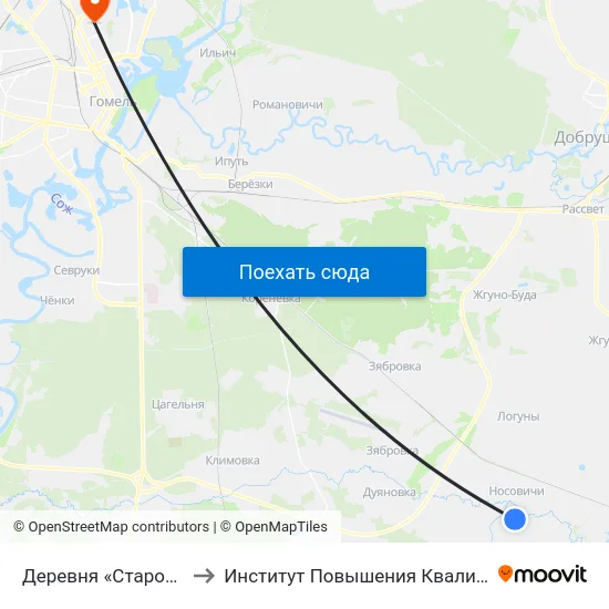 Деревня «Староселье» to Институт Повышения Квалификации map