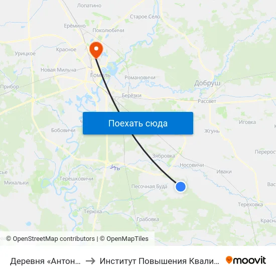 Деревня «Антоновка» to Институт Повышения Квалификации map