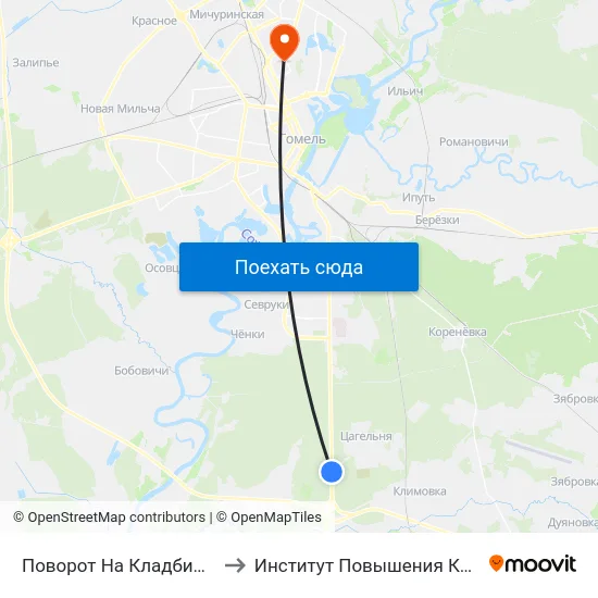 Поворот На Кладбище Южное-2 to Институт Повышения Квалификации map
