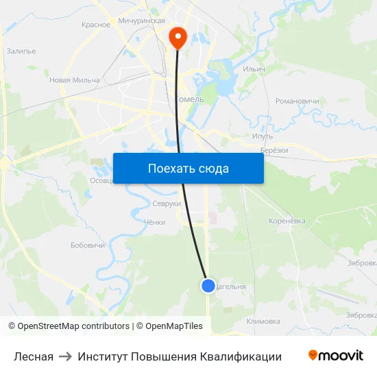 Лесная to Институт Повышения Квалификации map