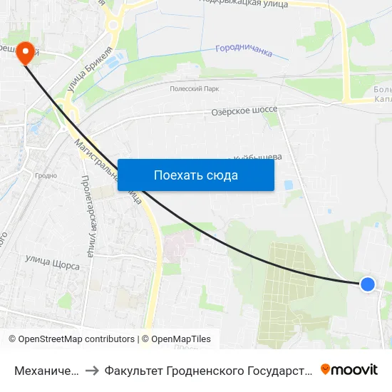 Механический Завод to Факультет Гродненского Государственного Аграрного Университета map