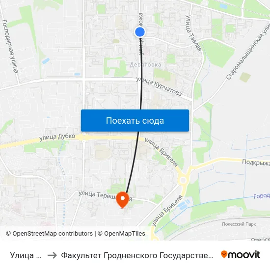 Улица Лиможа to Факультет Гродненского Государственного Аграрного Университета map