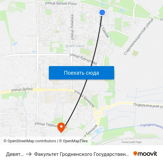 Девятовка-4 to Факультет Гродненского Государственного Аграрного Университета map