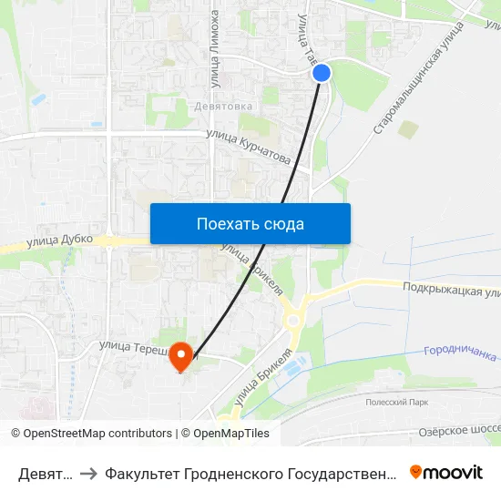 Девятовка-5 to Факультет Гродненского Государственного Аграрного Университета map