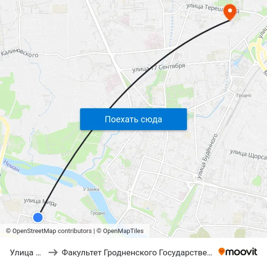 Улица Гагарина to Факультет Гродненского Государственного Аграрного Университета map