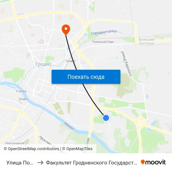 Улица Понемуньская to Факультет Гродненского Государственного Аграрного Университета map