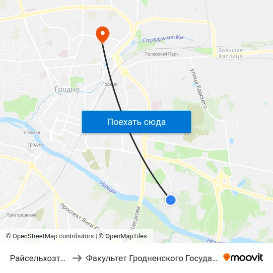 Райсельхозтехника (Посадка) to Факультет Гродненского Государственного Аграрного Университета map