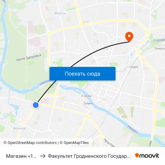 Магазин «1000 Мелочей» to Факультет Гродненского Государственного Аграрного Университета map