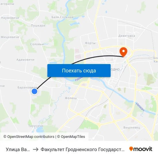 Улица Васильковая to Факультет Гродненского Государственного Аграрного Университета map