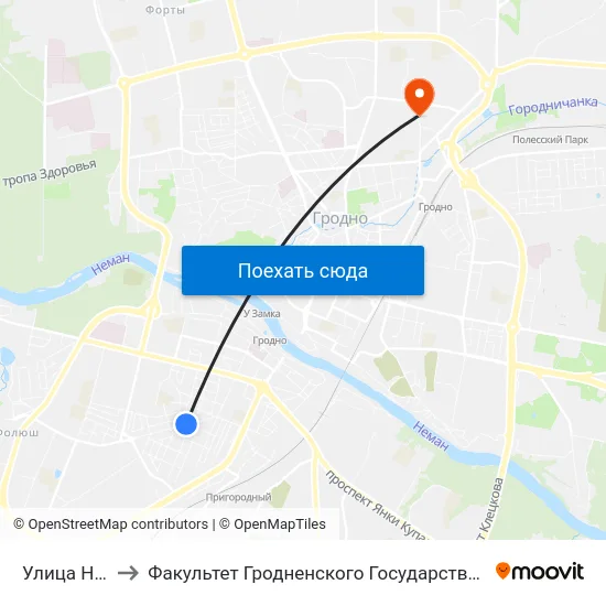 Улица Николаева to Факультет Гродненского Государственного Аграрного Университета map