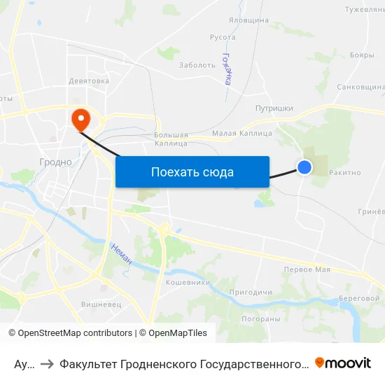 Аульс to Факультет Гродненского Государственного Аграрного Университета map