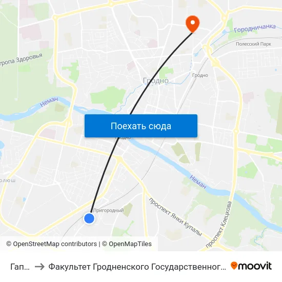Гап № 2 to Факультет Гродненского Государственного Аграрного Университета map