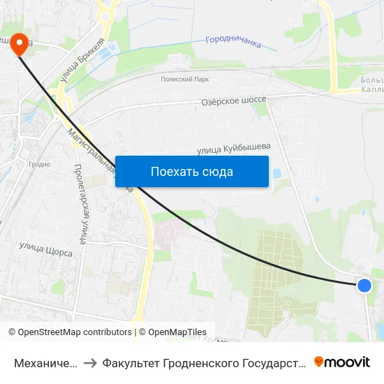 Механический Завод to Факультет Гродненского Государственного Аграрного Университета map