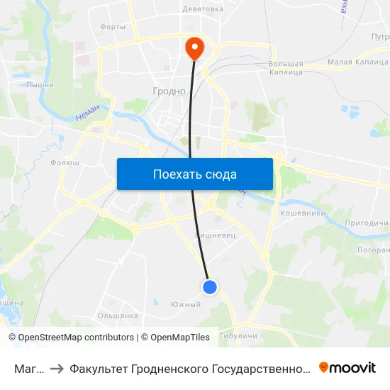Магазин to Факультет Гродненского Государственного Аграрного Университета map