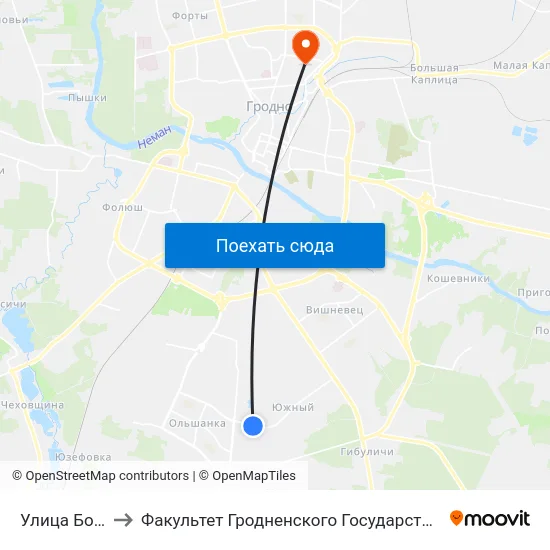 Улица Бобровского to Факультет Гродненского Государственного Аграрного Университета map