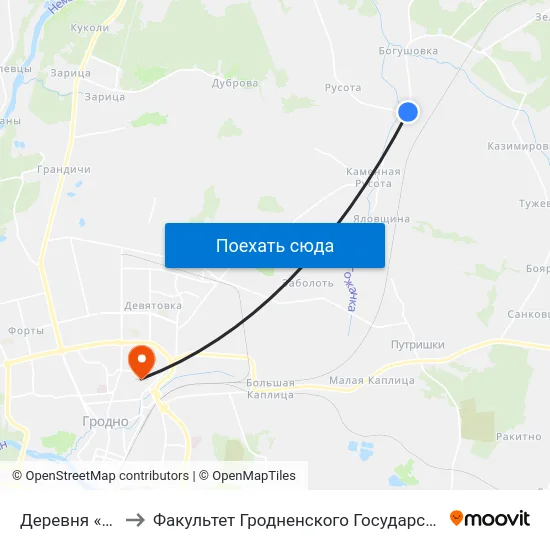 Деревня «Огородники» to Факультет Гродненского Государственного Аграрного Университета map
