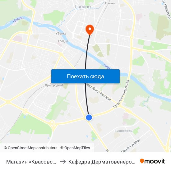 Магазин «Квасовский» to Кафедра Дерматовенерологии map