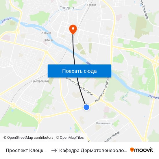 Проспект Клецкова to Кафедра Дерматовенерологии map