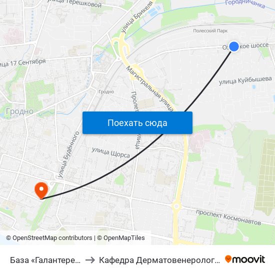 База «Галантерея» to Кафедра Дерматовенерологии map