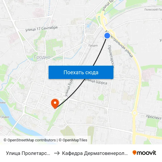 Улица Пролетарская to Кафедра Дерматовенерологии map