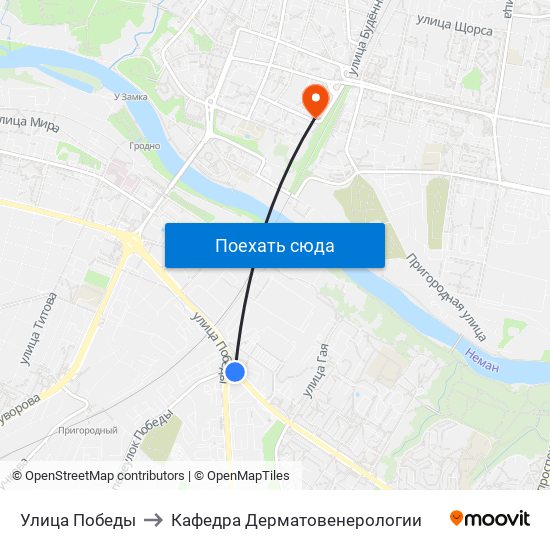 Улица Победы to Кафедра Дерматовенерологии map