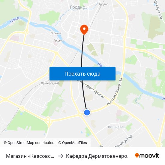 Магазин «Квасовский» to Кафедра Дерматовенерологии map