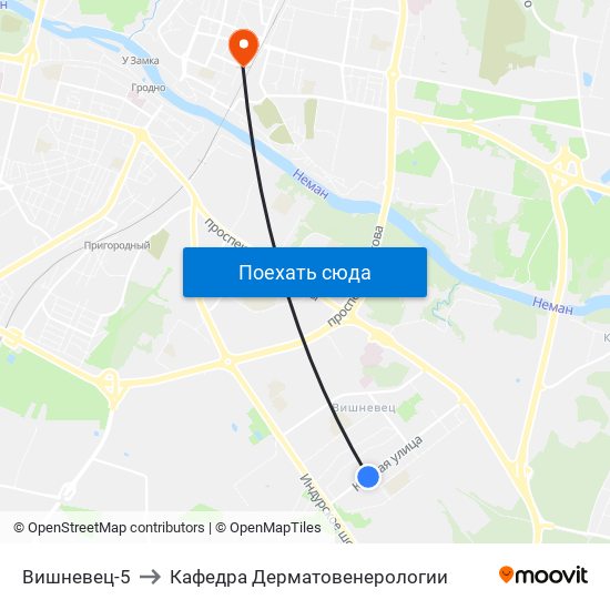 Вишневец-5 to Кафедра Дерматовенерологии map