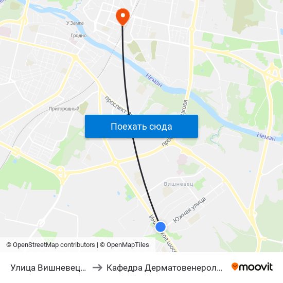 Улица Вишневецкая to Кафедра Дерматовенерологии map