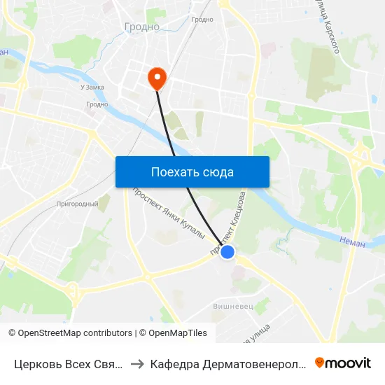 Церковь Всех Святых to Кафедра Дерматовенерологии map