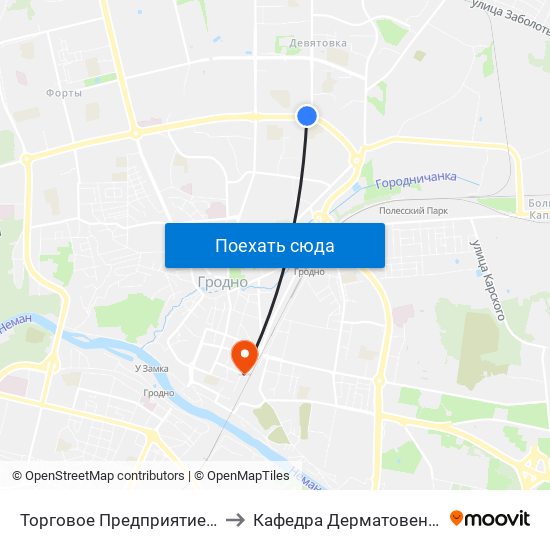 Торговое Предприятие «Лимож» to Кафедра Дерматовенерологии map