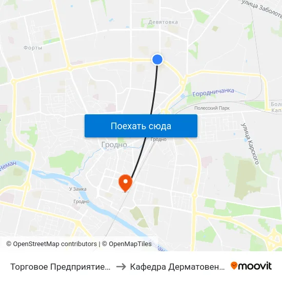 Торговое Предприятие «Лимож» to Кафедра Дерматовенерологии map