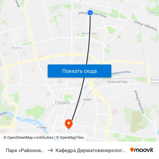 Парк «Районная» to Кафедра Дерматовенерологии map