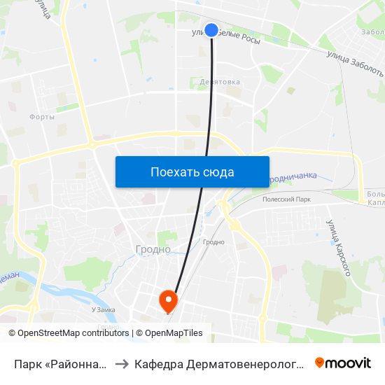 Парк «Районная» to Кафедра Дерматовенерологии map