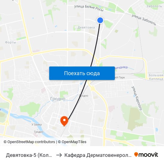 Девятовка-5 (Кольцо) to Кафедра Дерматовенерологии map