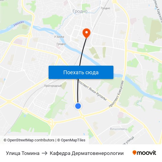 Улица Томина to Кафедра Дерматовенерологии map