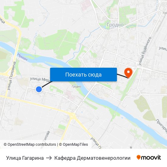 Улица Гагарина to Кафедра Дерматовенерологии map