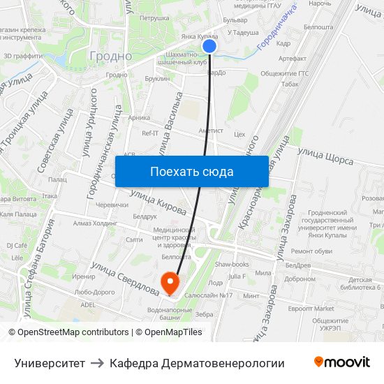 Университет to Кафедра Дерматовенерологии map