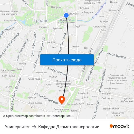 Университет to Кафедра Дерматовенерологии map