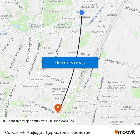 Собор to Кафедра Дерматовенерологии map