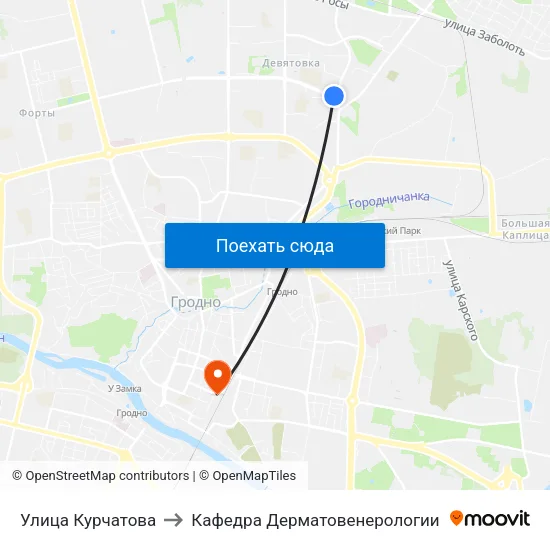 Улица Курчатова to Кафедра Дерматовенерологии map