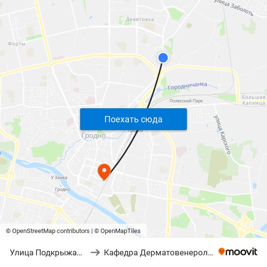 Улица Подкрыжацкая to Кафедра Дерматовенерологии map