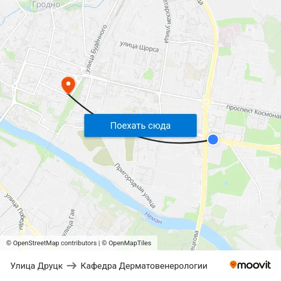 Улица Друцк to Кафедра Дерматовенерологии map